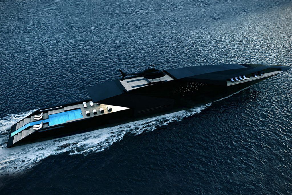 Illustratie voor: Dit ‘All black’ superjacht concept is sexy