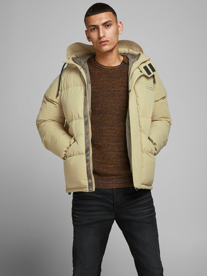 gewatteerde jas beige heren
