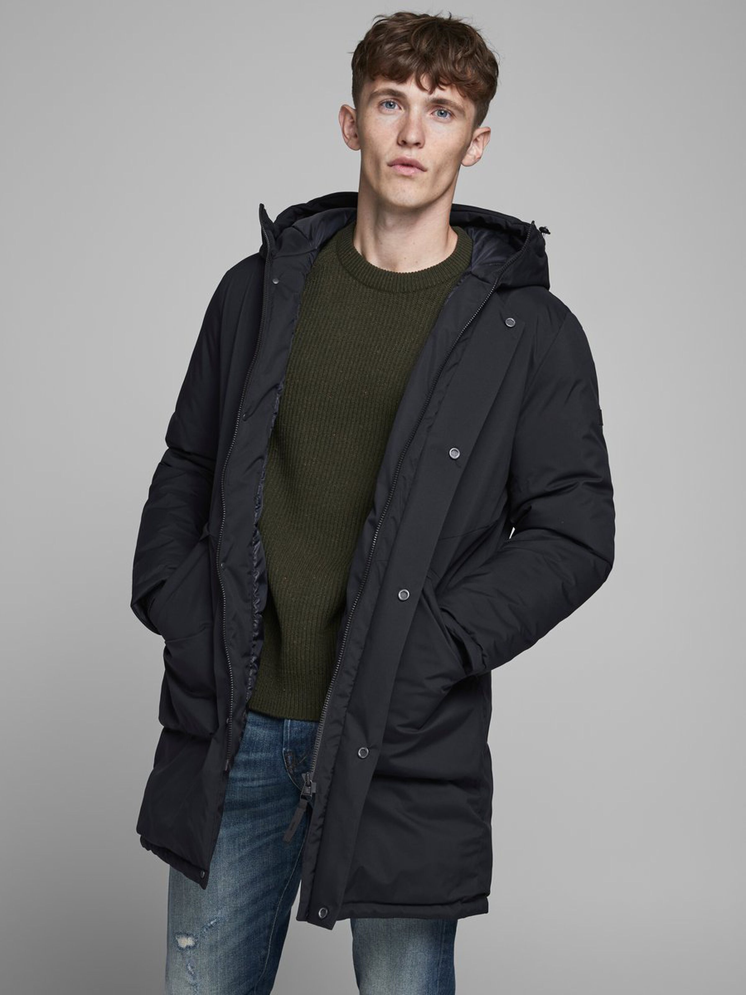 parka winterjas mannen donkerblauw